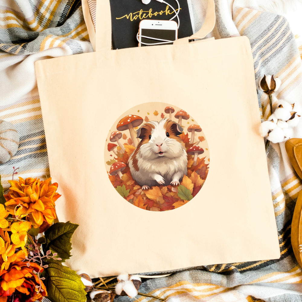 Meerschweinchen-Tasche Herbst Edition in weiß oder natur Motiv 1