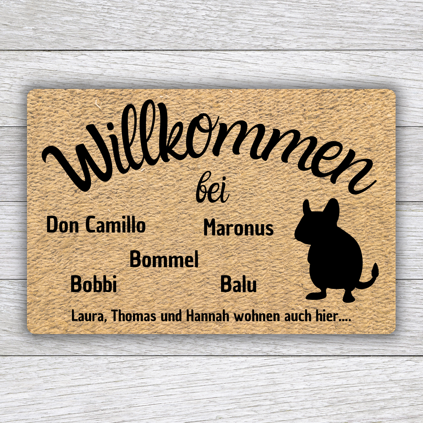 Individuell gestaltbare Degu Fußmatte mit Tiernamen – Willkommen bei – 60x40 cm