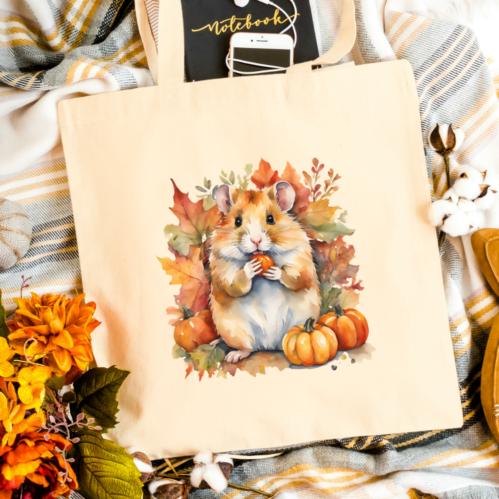 Hamster-Tasche Herbst Edition in weiß oder natur Motiv 2