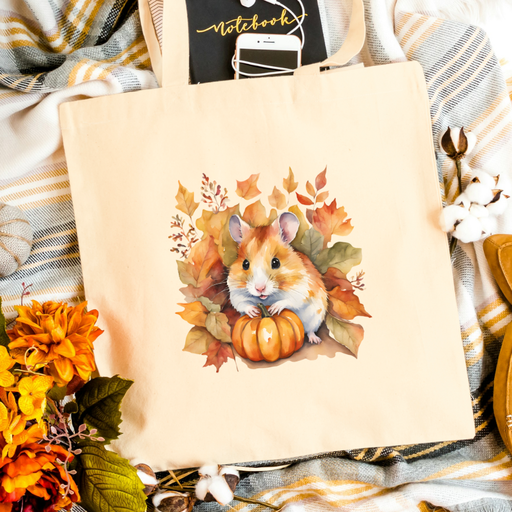 Hamster-Tasche Herbst Edition in weiß oder natur Motiv 1