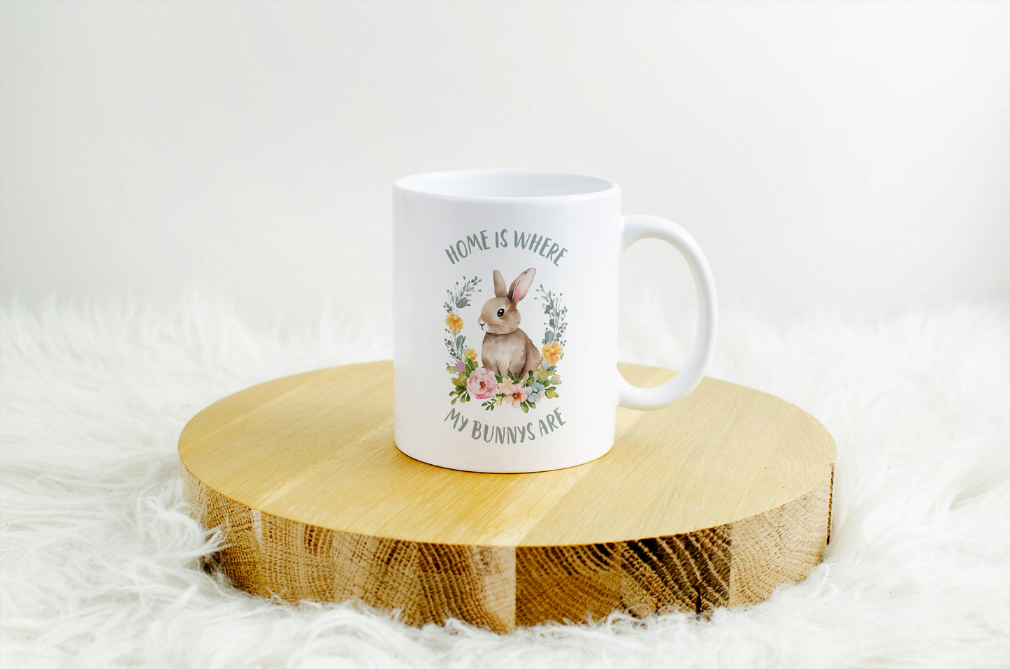 Tasse "Home is where my bunnys are" in petrol