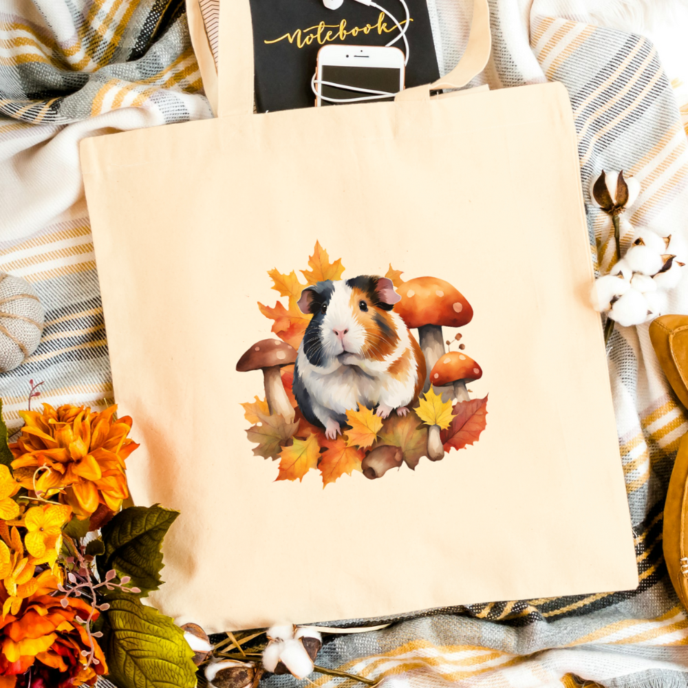 Meerschweinchen-Tasche Herbst Edition in weiß oder natur Motiv 2