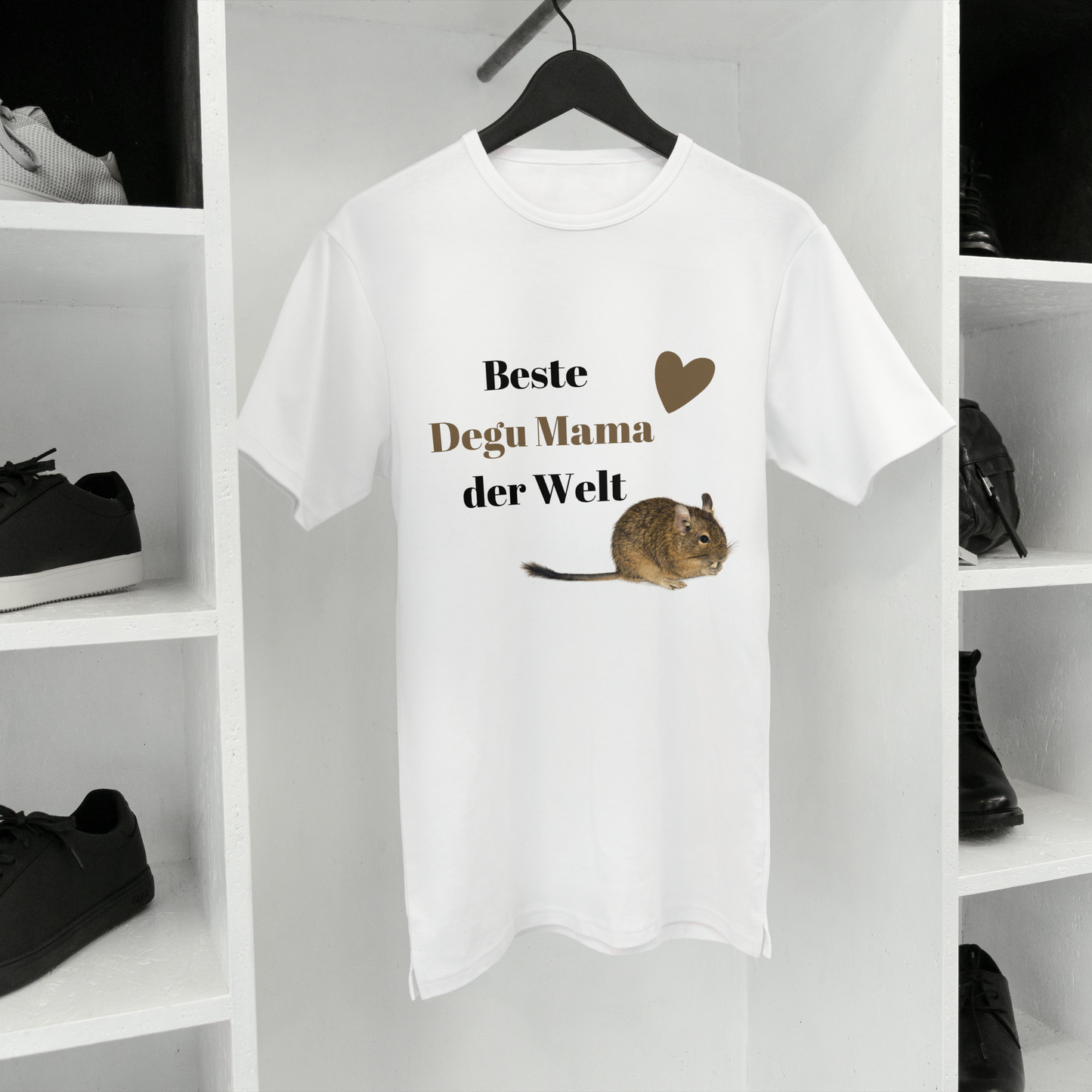 Kurzärmeliges Unisex-T-Shirt Beste Degu Mama der Welt in verschiedenen Größen