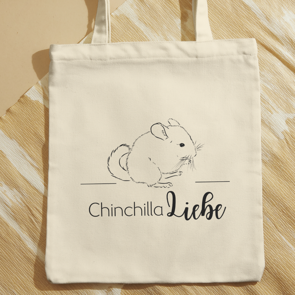 Baumwolltasche mit Motiv Chinchilla-Liebe in der Farbe natur