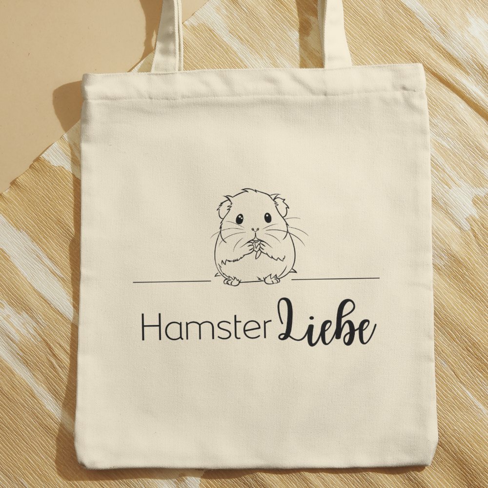 Baumwolltasche mit Motiv Hamster-Liebe in der Farbe natur