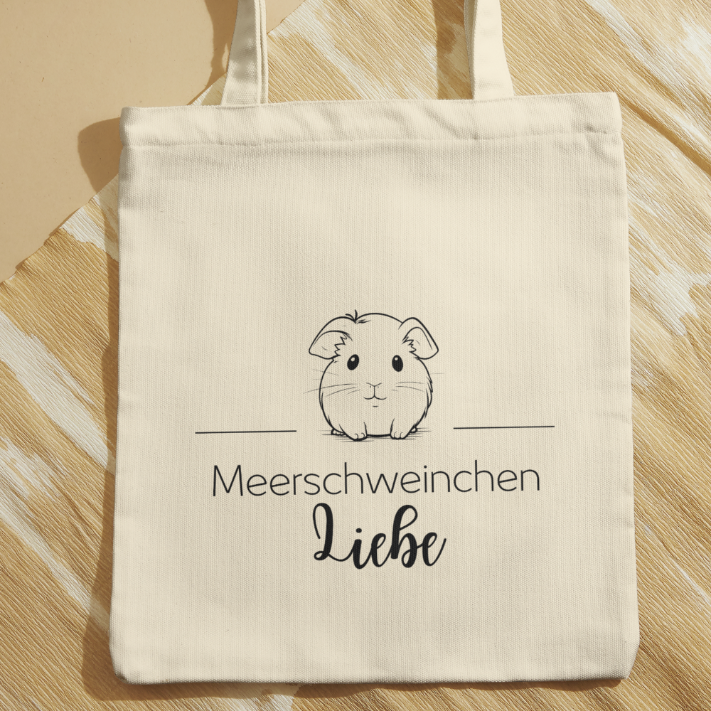 Baumwolltasche mit Motiv Meerschweinchen-Liebe in der Farbe natur