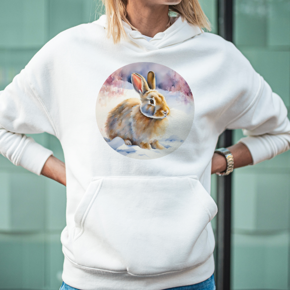 Hoodie Kaninchen Winterlandschaft
