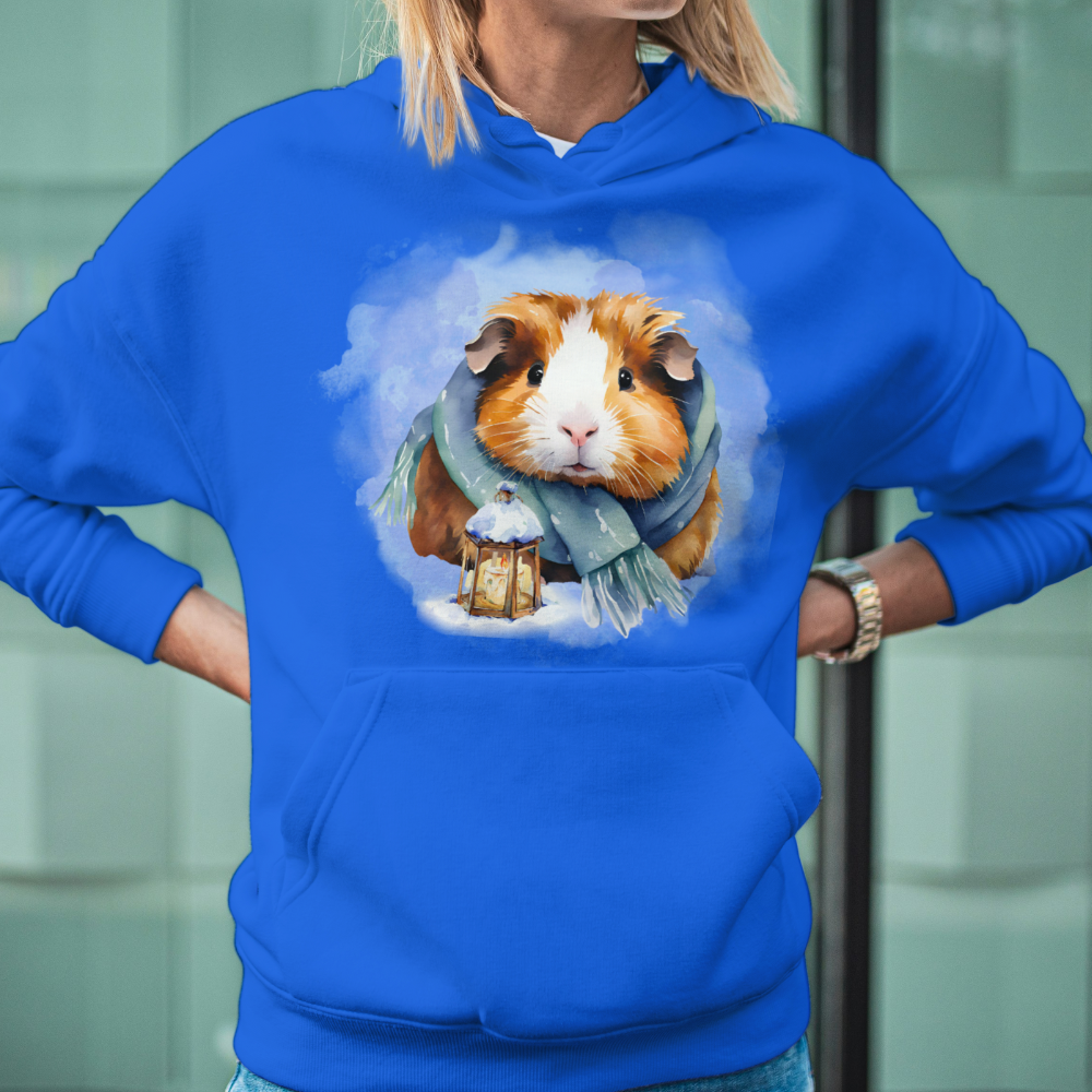 Hoodie Meerschweinchen im Winter mit Schal