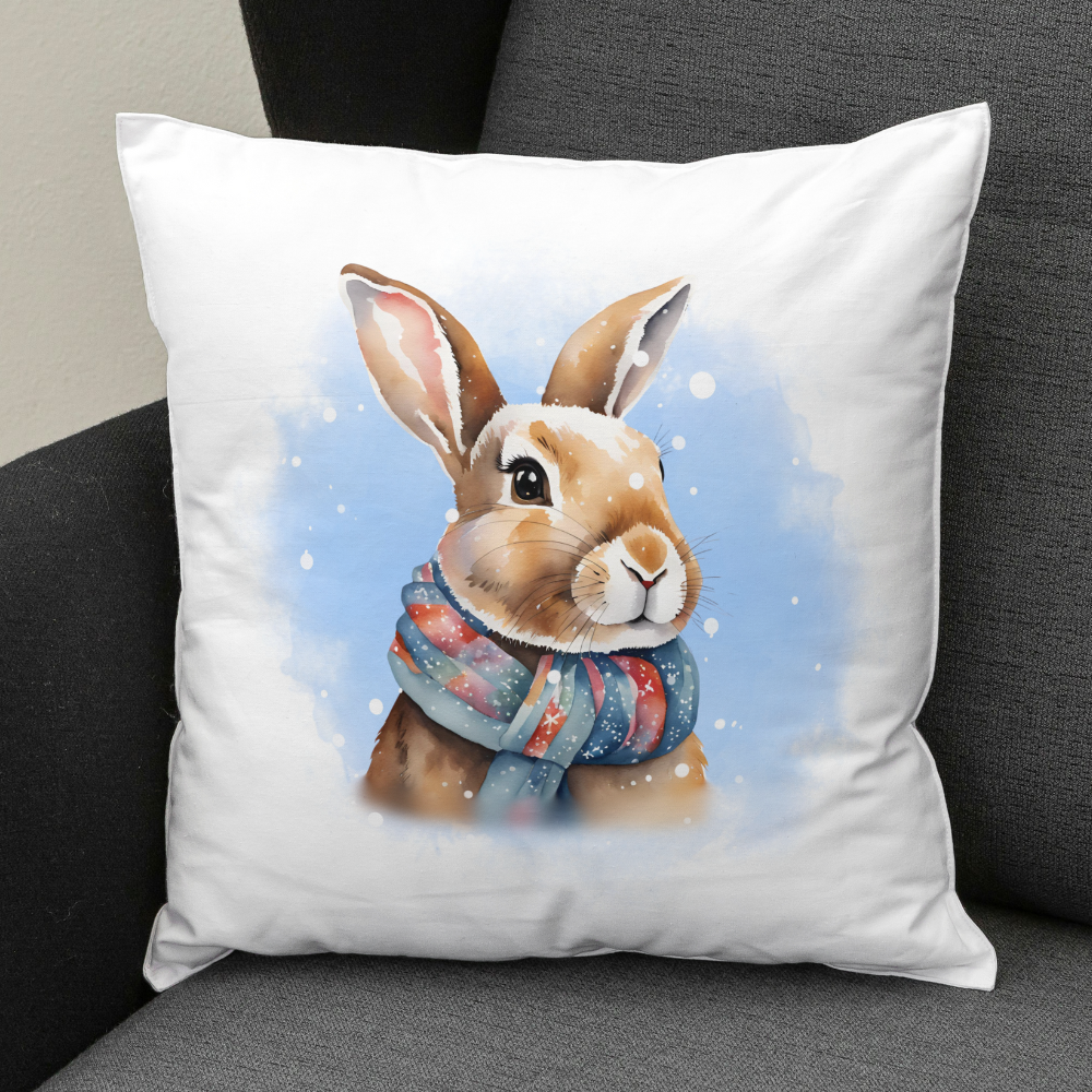 Kissen Kaninchen Winter mit Schal