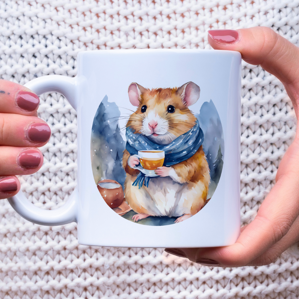 Tasse Hamster Winter mit Schal