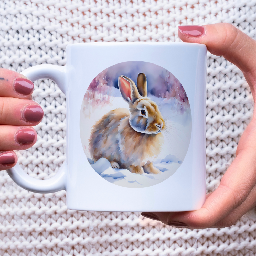 Tasse Kaninchen Winterlandschaft