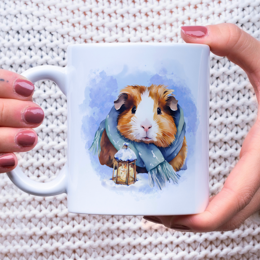 Tasse Meerschweinchen Winter mit Schal