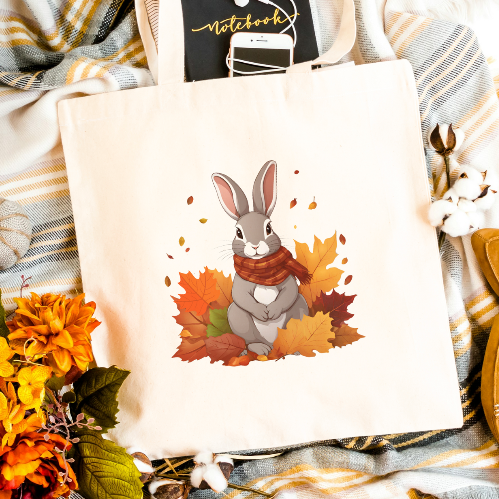 Kaninchen-Tasche Herbst Edition in weiß oder natur Motiv 1