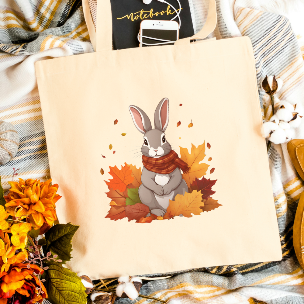Kaninchen-Tasche Herbst Edition in weiß oder natur Motiv 1