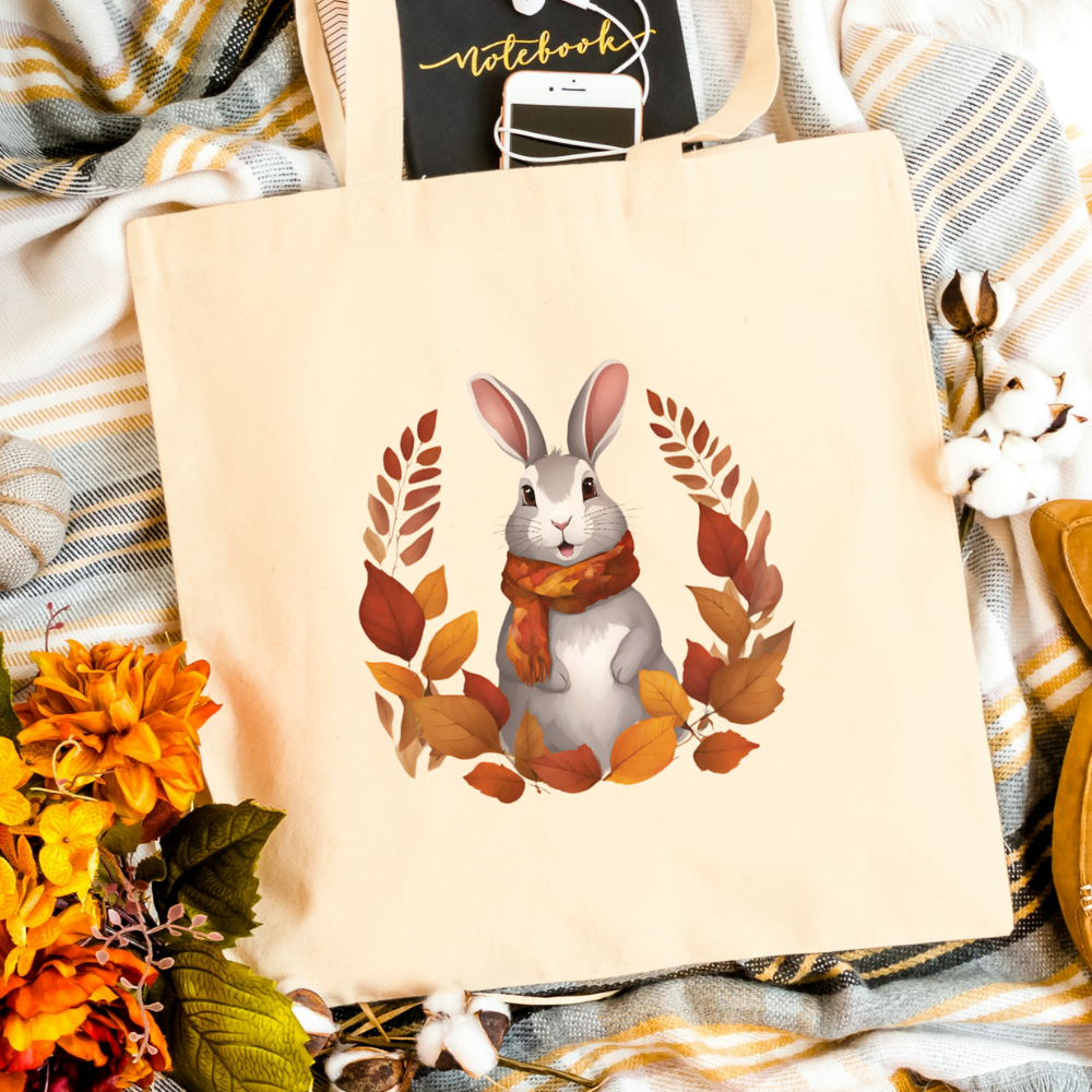 Kaninchen-Tasche Herbst Edition in weiß oder natur Motiv 2