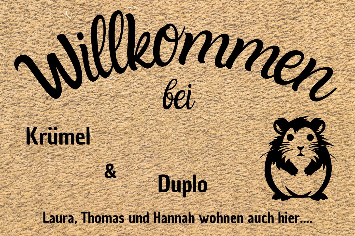 Individuell gestaltbare Hamster Fußmatte mit Tiernamen – Willkommen bei – 60x40 cm