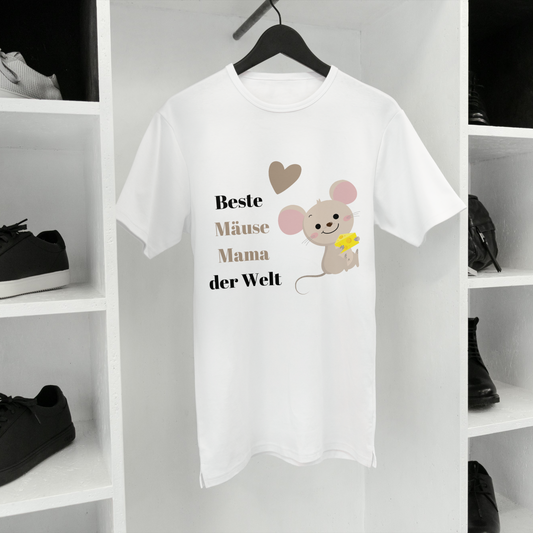 Kurzärmeliges Unisex-T-Shirt Beste Mäuse Mama der Welt in verschiedenen Größen