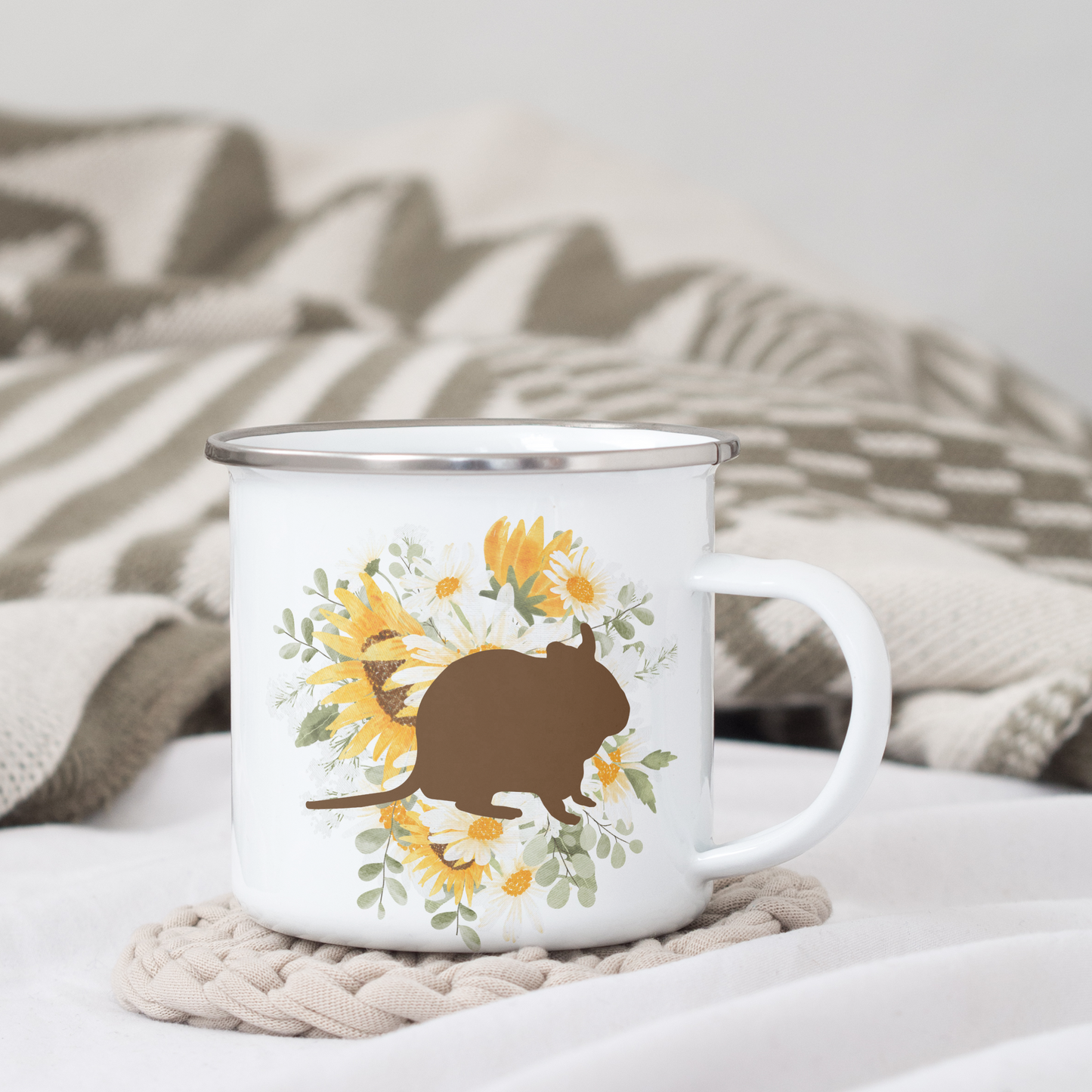 Vintage Emaille Tasse Degu Frühling