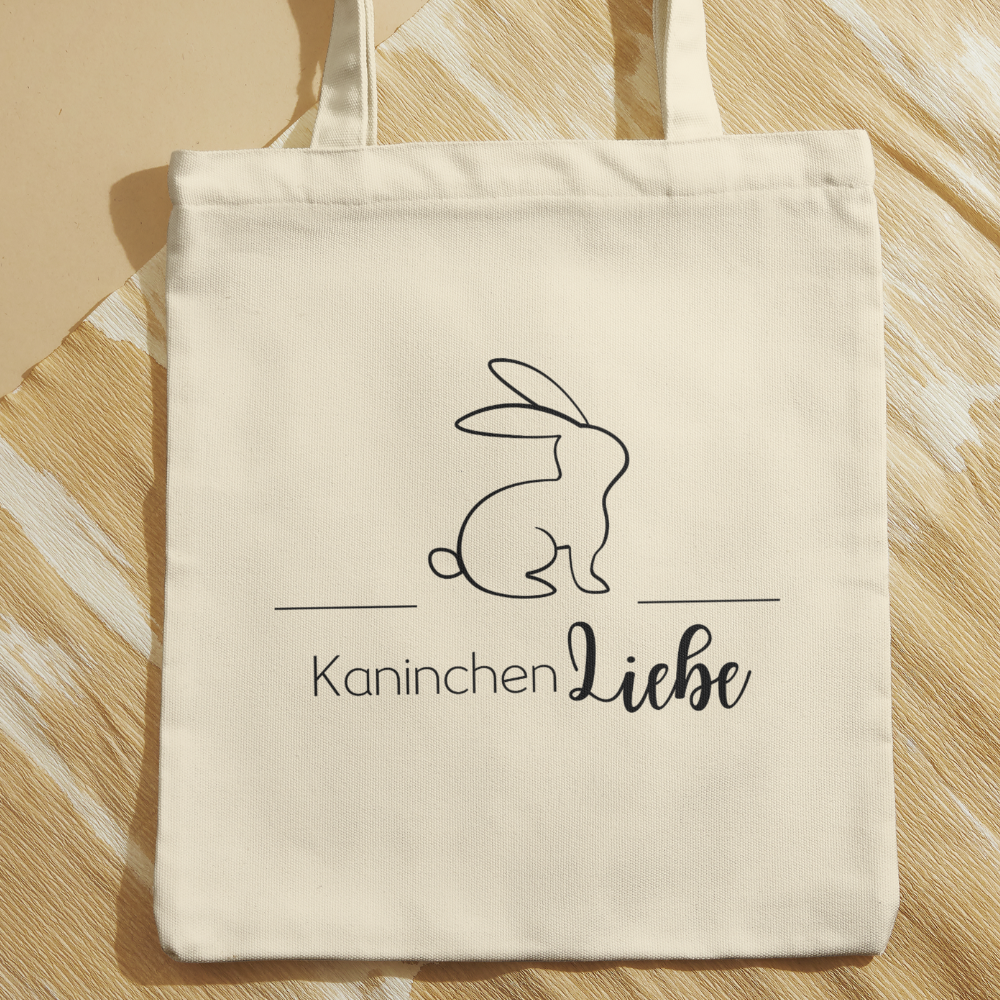 Baumwolltasche mit Motiv Kaninchen-Liebe in der Farbe natur