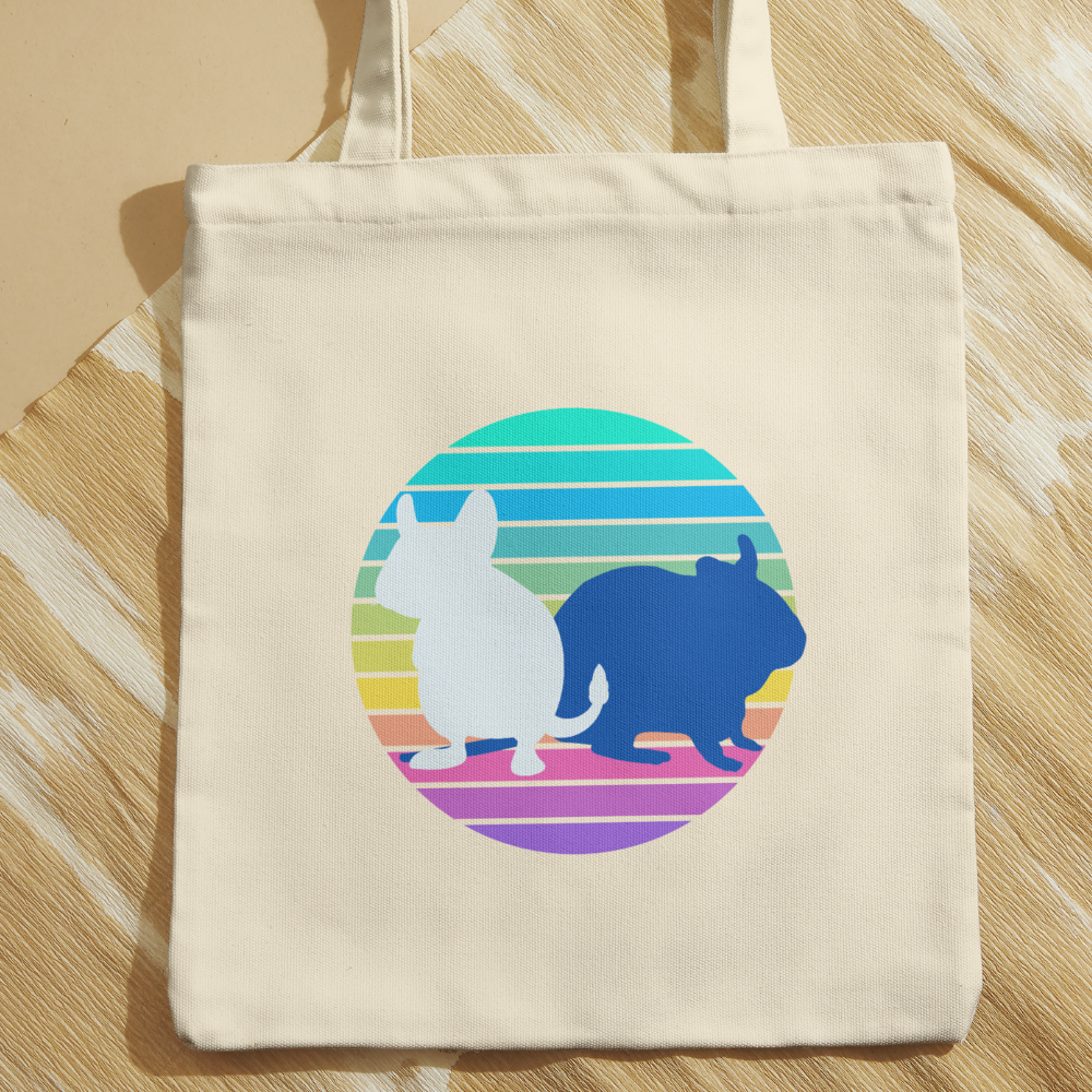 Baumwolltasche mit Motiv Regenbogen-Degus in der Farbe natur