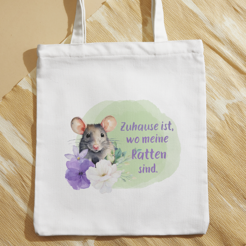 Baumwolltasche Zuhause ist, wo meine Ratten sind in weiß oder natur